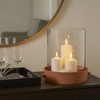 Glass Hurricane Candle Holder with Terracotta Base - Decorative Pillar Candlestick Holder for Dining Table Centerpiece or Shelf Display - 2 of 4