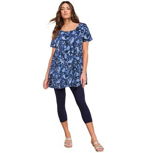 Roaman's Plus Size Cotton Ultimate Scoopneck Swing Tunic - 1 of 4