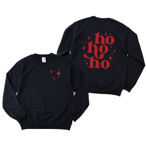 Simply Sage Market Women's Graphic Sweatshirt Whimsical Ho Ho Ho Front and Back - 1 of 4