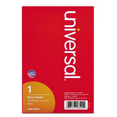 UNIVERSAL Loose Memo Sheets 4 x6 White 500 Sheets/Pack 46500