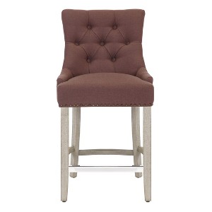 WestinTrends 24" Linen Fabric Tufted Buttons Upholstered Wingback Counter Stool - 1 of 4