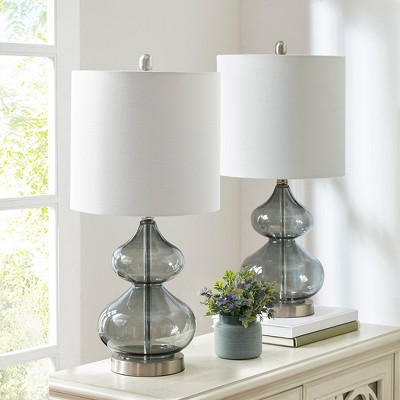 KTMBDW Table Lamps Set of 2, 25" Bedside Desk Lamps for Nightstand Decorations, Modern Glass Table lamp (LED Bulbs Included)