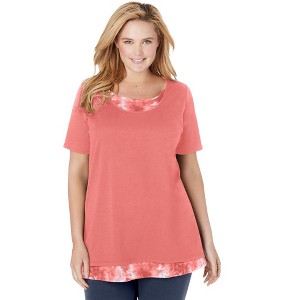 Woman Within Plus Size Layered-Look Print Tunic - 1 of 4