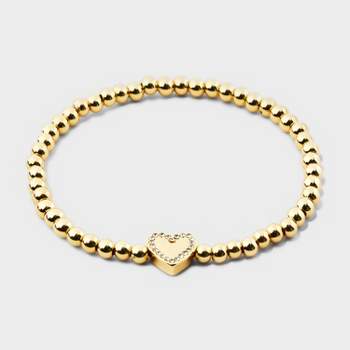 SUGARFIX by BaubleBar Pave Heart Stretch Bracelet - Gold