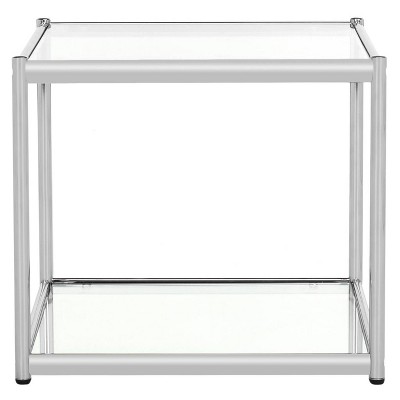 Lilias Glass End Table Chrome - Safavieh