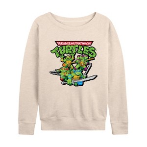 Women's - Teenage Mutant Ninja Turtles - Gaming Group And Logo Lightweight French Terry Wide Neck Long Sleeve Shirt - 1 of 4