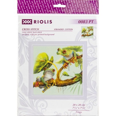RIOLIS Stamped Cross Stitch Kit 7.75"X7.75"-Frogs