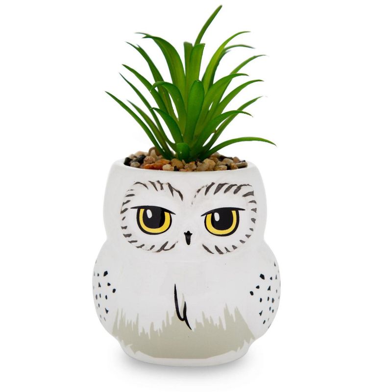 Silver Buffalo Harry Potter Hedwig 3-Inch Ceramic Mini Planter with Artificial Succulent, 1 of 8