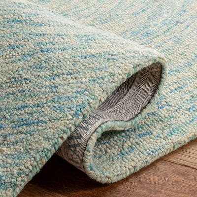 Ivory and Blue Hand-Tufted Wool 4' x 6' Rug