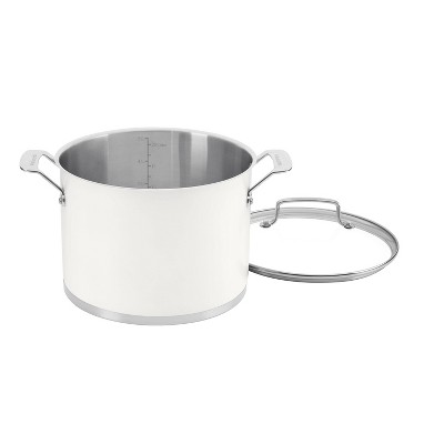 Matte White 6 Qt Stainless Steel Stockpot with Glass Lid