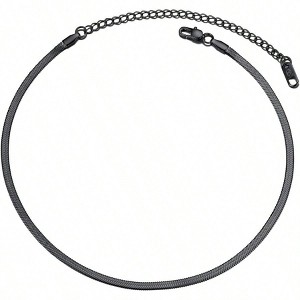 3mm/5mm Herringbone Choker Necklace, 12.5/15/18, Stainless Steel/Sterling Silver, Silver/Yellow Gold/Rose Gold/Black, Comes with Box - 1 of 4