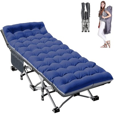 Sportneer Folding Camping Cot W/Mat for Adults, Heavy Duty Outdoor Bed with Carry Bag,1200 D Layer Oxford Travel Camp Cots