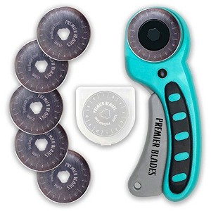 Tape Plus 45mm Rotary Cutter Tool (5 EXTRA BLADES INCLUDED) - Stainless Steel Blades - Cutter for Fabric, Paper, Leather, and More - 1 of 4