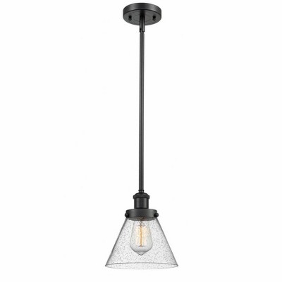 Cone - 1 Light Stem Hung Mini Pendant In Industrial Style-10 Inches Tall and 8 Inches Wide