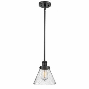 Cone - 1 Light Stem Hung Mini Pendant In Industrial Style-10 Inches Tall and 8 Inches Wide - 1 of 1