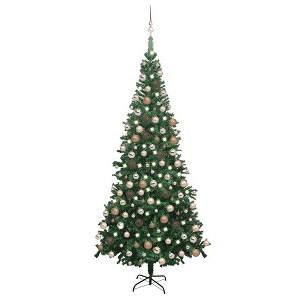 vidaXL Artificial Pre-lit Christmas Tree with Ball Set L 94.5" Green - 1 of 4
