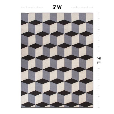 Gray Geometric Flatweave Indoor/Outdoor Area Rug 5' x 7'