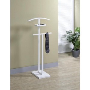 Kings Brand Furniture - Metal Suit Valet Stand, Clothes Rack, Clothing Organizer, Jacket Hanger, and Shelf (White) - 1 of 4