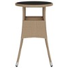 vidaXL Patio Table, 23.6"x29.5" Tempered Glass and Poly Rattan Beige - 4 of 4