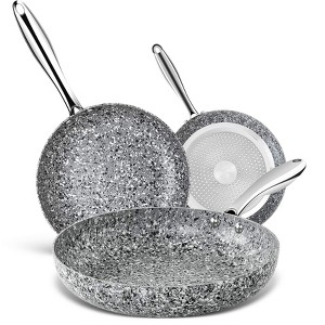 MICHELANGELO Frying Pans Set with 100% APEO & PFOA-Free Stone Non Stick Coating, Granite Skillet Set, Nonstick Skillets, 8+9.5+11 inch - 1 of 4