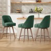 Bekrvio 26" Swivel Bar Stools Set 1/2/3/4 with Solid Wood Legs, 3.15" Linen Upholstered Seat with Back, Mid-Century Bar Chairs for Kitchen Island - 2 of 4