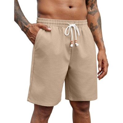 COOFANDY Linen Shorts for Men Casual Drawstring Elastic Waist