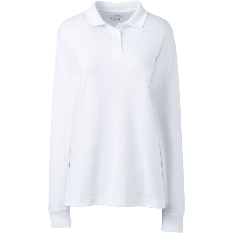 Lands' End School Uniform Women's Long Sleeve Interlock Polo Shirt, 1 of 5