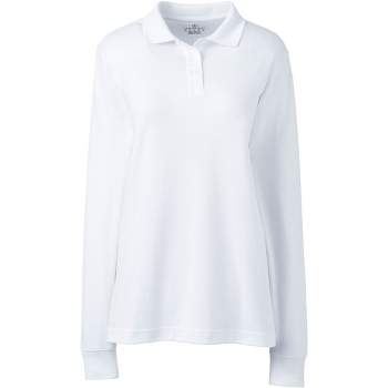 Lands' End School Uniform Women's Tall Long Sleeve Interlock Polo Shirt