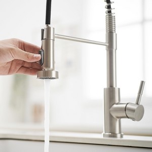 DOMETOUR Kitchen Faucet with Pull Down Sprayer Brushed Nickel Stainless Steel Single Handle Pull Out Spring Sink Faucets - 1 of 4