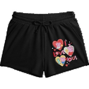 Peppa Pig I Love You Peppa, George, Evie Women’s Black Lounge Shorts - 1 of 2