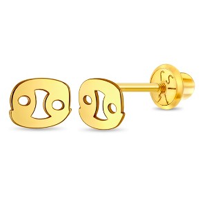 Girls' Dainty Zodiac Screw Back 14k Gold Earrings - In Season Jewelry - 1 of 4