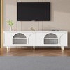 69.6" Contemporary TV Stand for TVs Up to 78'' with Adjustable Shelves, Gold Handles and Arch Fluted Glass Doors, 4L-ModernLuxe - 2 of 4