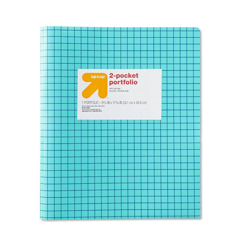 Poly Folder with Prongs Fashion Turquoise Grid - up &#38; up&#8482;, 1 of 6