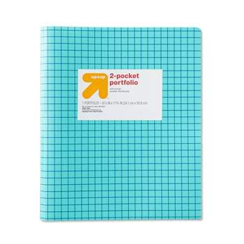 Poly Folder with Prongs Fashion Turquoise Grid - up & up™