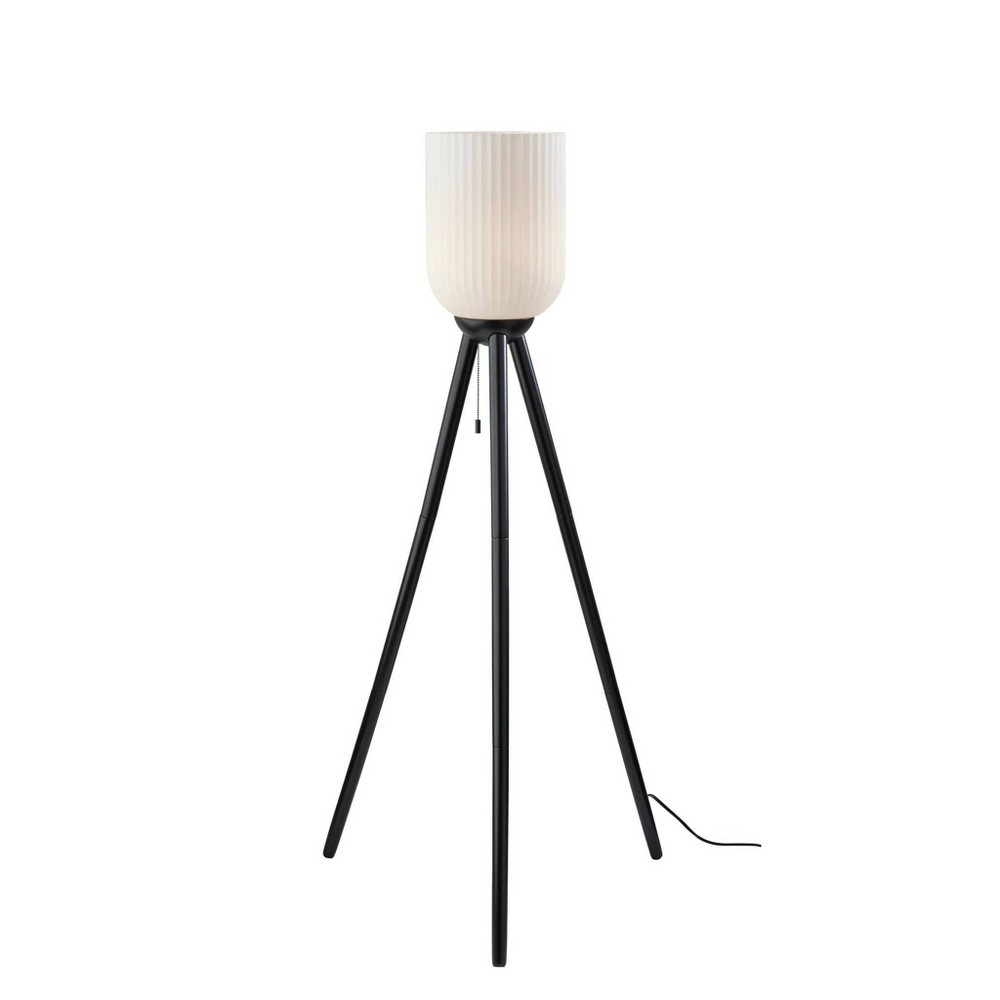 Photos - Floodlight / Street Light Adesso Kinsley Floor Lamp Black: Modern Style, ETL Listed, Glass Shade, Wood Body, Pull Chain 