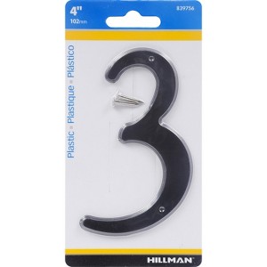 Hillman 4 in. Black Plastic Nail-On Number 3 1 pc (Case of 10) - 1 of 1