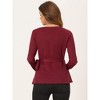 Allegra K Women's Elegant V-Neck Long Sleeves Tie Waist Knit Casual Wrap Peplum Blouse - 3 of 4