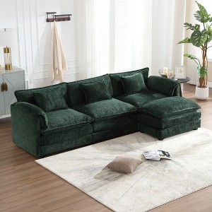 MOONMISS 112" Oversized Modern Chenille L Shaped Sectional Sofa Cloud Couch for Living Room, with Moveable Ottoman & Memory Foam - 1 of 4