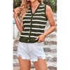 Women's Sleeveless Knit Striped Sweater Vests V Neck Button Front Going Out Tops Summer Slim Fit Blouse Tee Shirt - 3 of 4