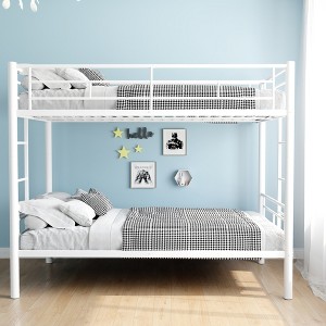 LOVMOR Full XL Over Queen  Heavy Duty Bunk Bed for Adults with Ladder and Full Length Guardrail for Adults,Teens,Kids - 1 of 4