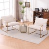 Set of 2 Modern Accent Chair with Arm Pockets, Upholstered Armchair with Metal Frame for Living Room and Bedroom 4W - ModernLuxe - 2 of 4