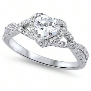 Sterling Heart Halo Promise Ring Size 5 Fashionable and Exquisite - 1 of 2