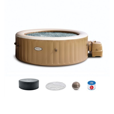 INTEX 28427EP PureSpa Bubble Massage Spa Set: Includes Energy Efficient Spa Cover – 140 Bubble Jets – 6 Person Capacity – 85" x 28"