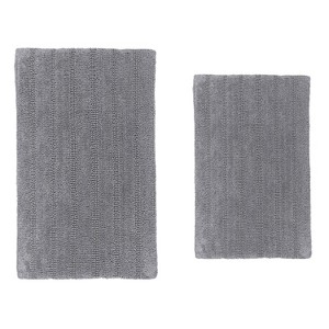 Knightsbridge Stylish And Comfortable Traditional Linear Design 2 PC Cotton Bath Rug Set 20"x30" & 24"x40" Sage - 1 of 4