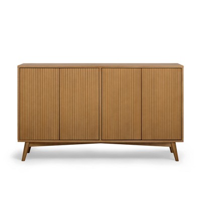 Tremolo  Modern Boho 4-Door Sideboard with Solid Wood & Contemporary Fluted Fronts - Teamson Home