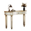 Gulches 47" Half-Moon Mirrored Console Table-Fluted Glass,Crystal Knob Drawer, Sturdy Hardwood,Entryway Vanity Desk for Bedroom,Gold+Silver - 2 of 4