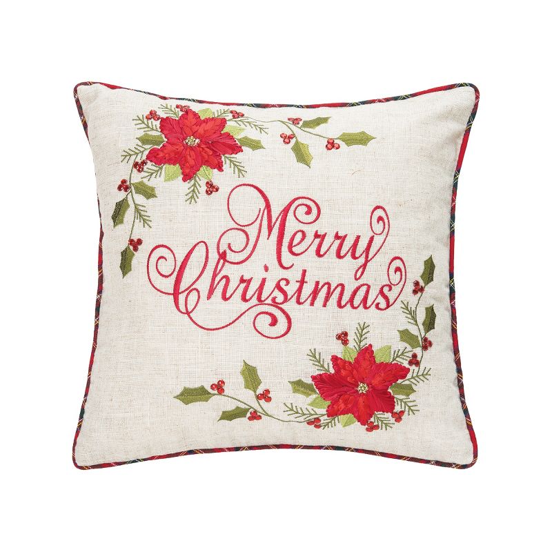 C&F Home Merry Christmas Poinsettia 18" x 18" Throw Pillow, 1 of 5