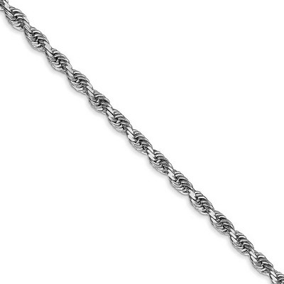 Black Bow Jewelry 3mm 10k White Gold D/C Quadruple Rope Chain Necklace