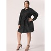 Agnes Orinda Women's Plus Size Long Sleeves Belted Midi Denim T-Shirt Dresses - 3 of 4