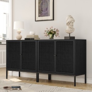 Brafabhome Boho Rattan Sideboard Storage Cabinet Set of 2, Modern Buffet Cabinet with Storage Shelf for Living Room, Dining Room, Entryway, Kitchen - 1 of 4